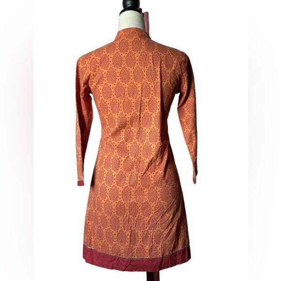Westside Bohemian Long Orange Tunic w/ Red Designs & Sequins (Size: XS) - Picture 2 of 16